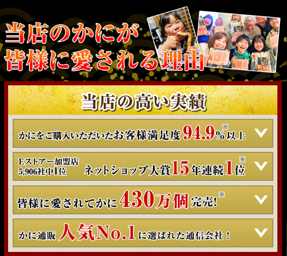 かに本舗のカニ商品